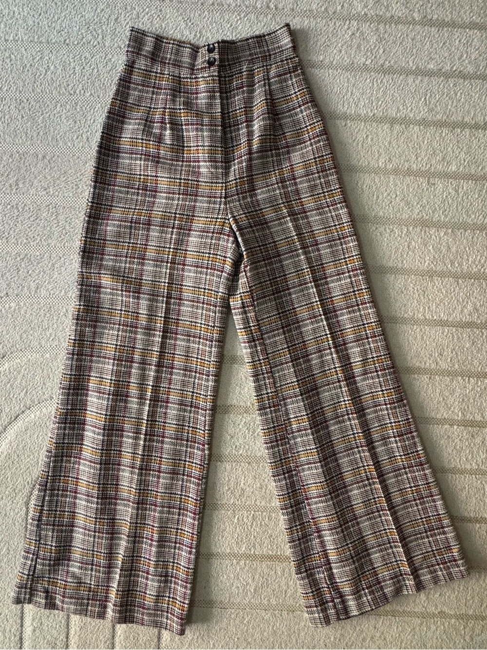 Fritzi | Vintage Plaid Flare Trouser Pant Red Yellow Small